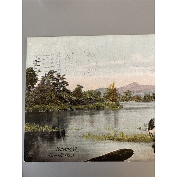 Pine Hill Pond Rutland Vt Vermont Vtg Postcard 1 Cent Stamp Capt John Smith 1907 - Picture 2 of 9